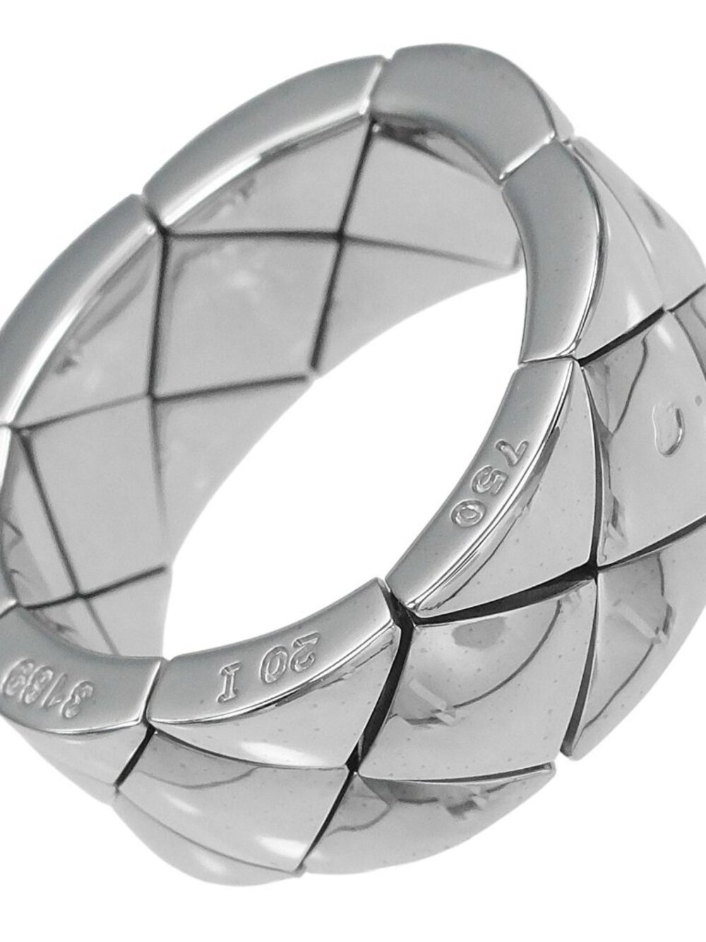 Chanel Quilted White Gold Ring